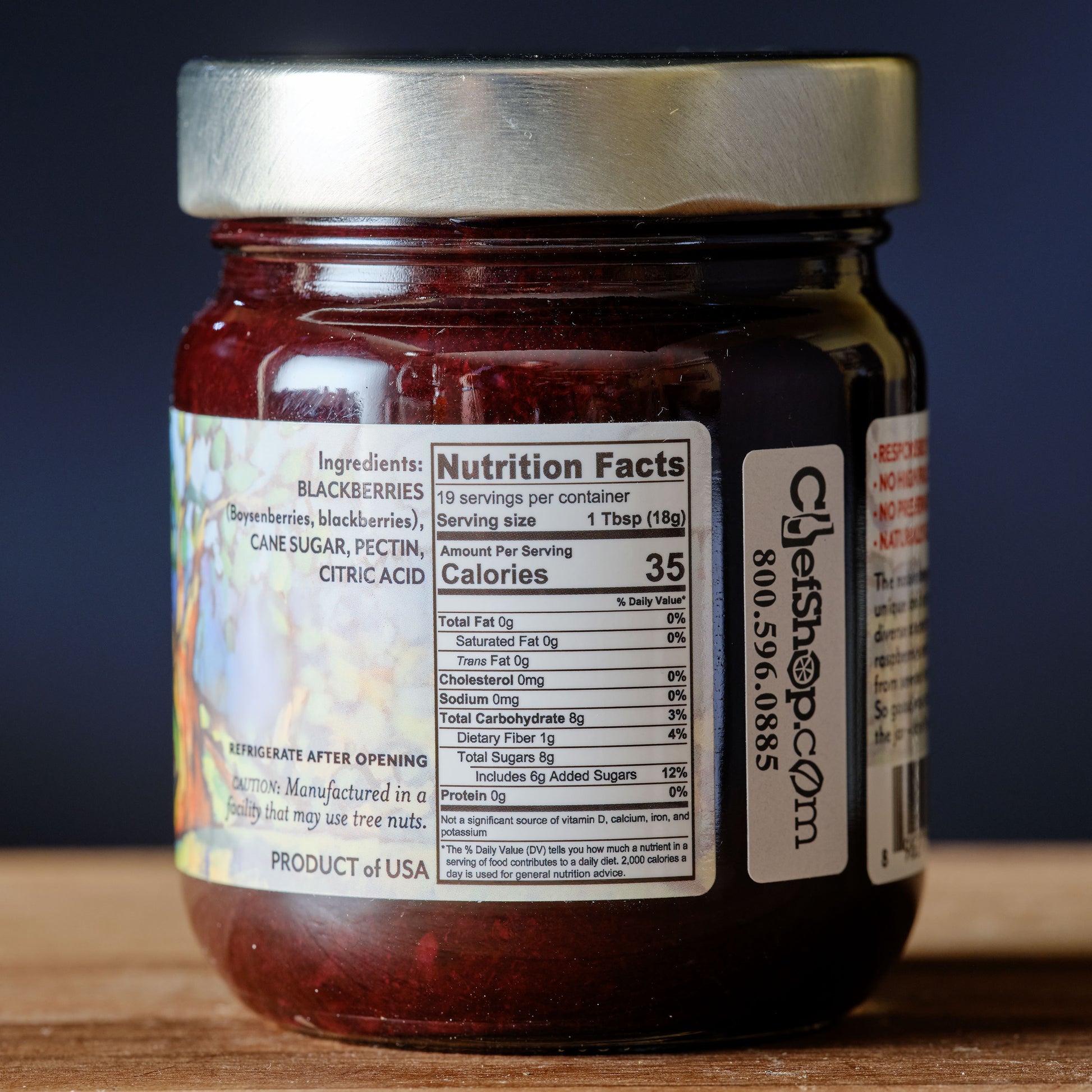 Oregon Growers Boysenberry Fruit Spread nutrition facts