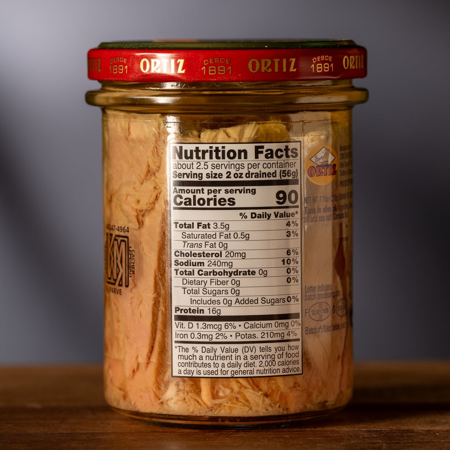 Ortiz Yellowfin Tuna in Olive Oil - Atun Claro - Glass Jar (Orange Label)