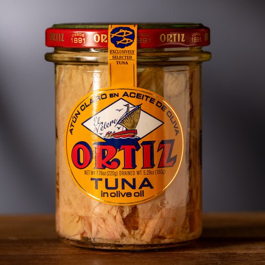Ortiz Yellowfin Tuna in Olive Oil - Atun Claro - Glass Jar (Orange Label)