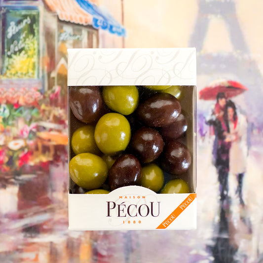 Pecou Olive-like Black & Green Chocolate Covered Praline