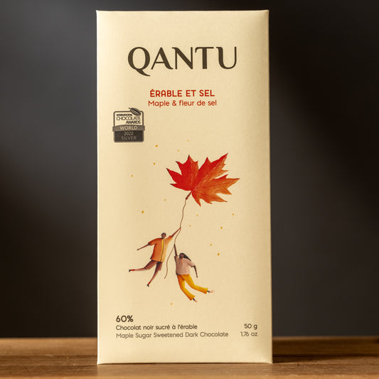Qantu-Maple Sugar Sweetened-60% Dark Chocolate with Maras Fleur de Sel-front