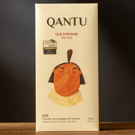 Qantu-Organic Oat Milq-50% Vegan Oat Milk Chocolate Bar-Front