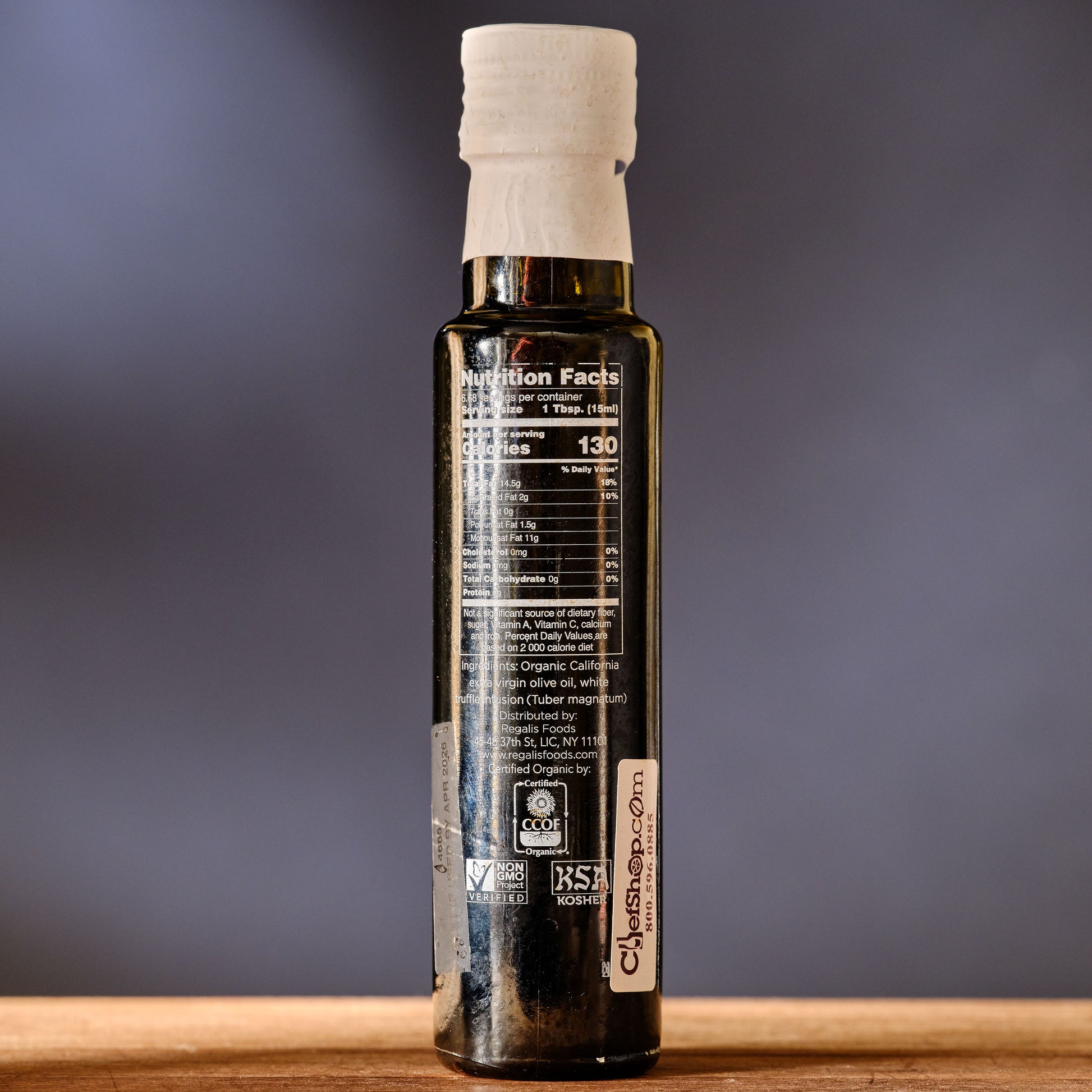 Regalis Organic White Truffle Arbequina Olive Oil nutrition