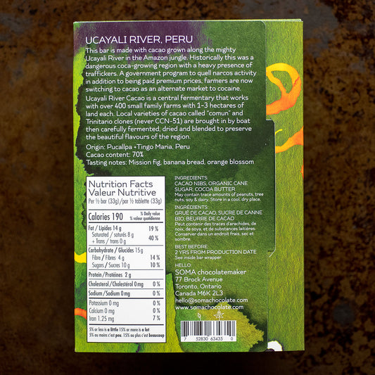 SOMA Ucayali River Peru 70-Percent Dark Chocolate Bar