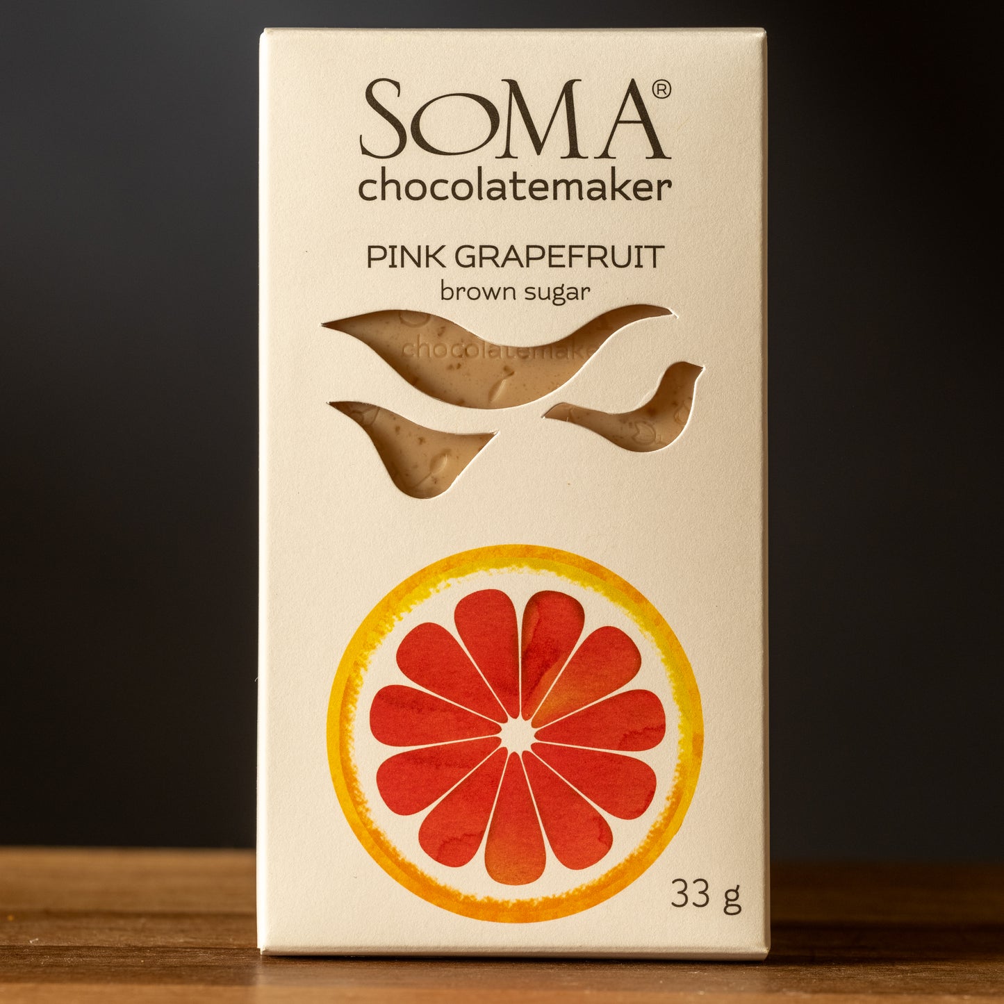 SOMA- Chocolatemaker Pink Grapefruit Brown Sugar Cocoa Butter Bar-Front