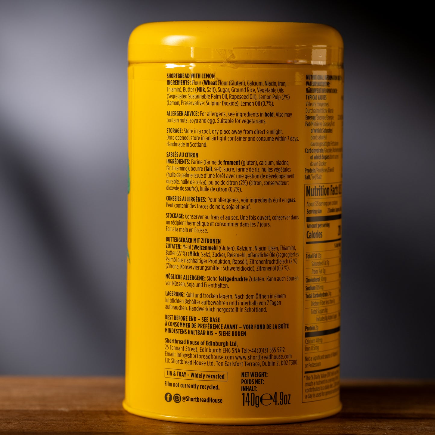 House of Edinburgh Lemon Shortbread Biscuits