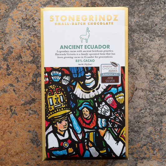 Stonegrindz Single Origin Ancient Ecuador 85-Percent Dark Chocolate Bar