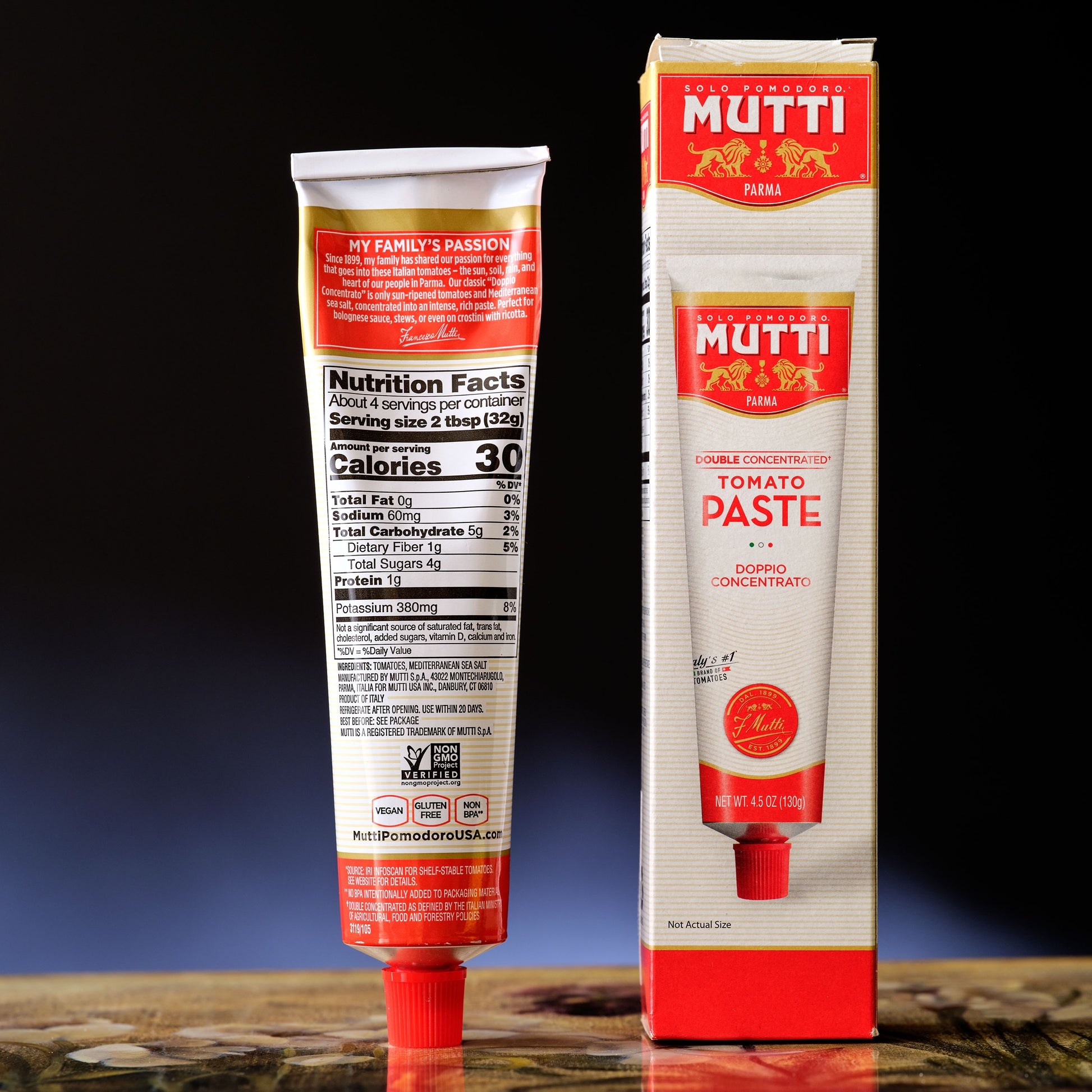 Tomato Paste in Tube Mutti Solo Pomodoro Doppio Concentrato Nutrition