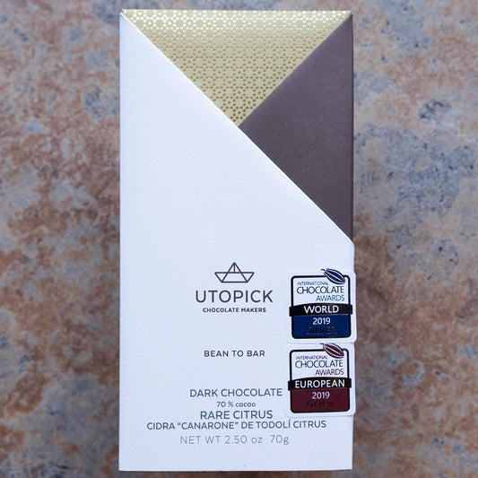 Utopick Rare Citrus Citron 70-Percent Dark Chocolate Bar
