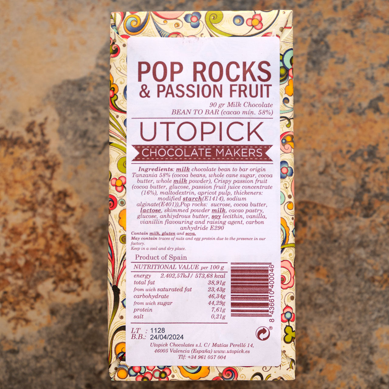 Utopick Sparkling Passionfruit Chocolate Bar 58-Percent Dark Milk