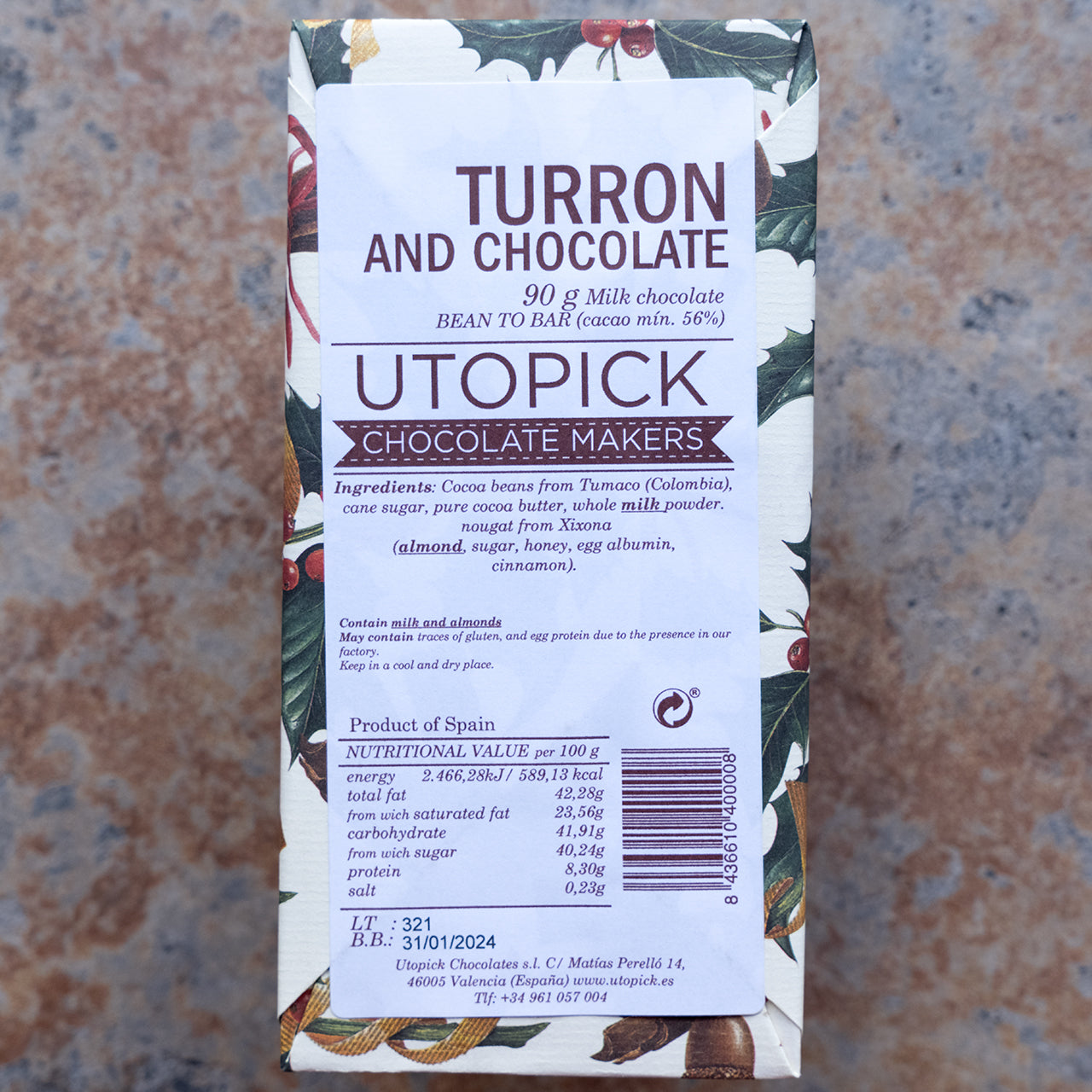 Utopick Turron Milk Chocolate Bar