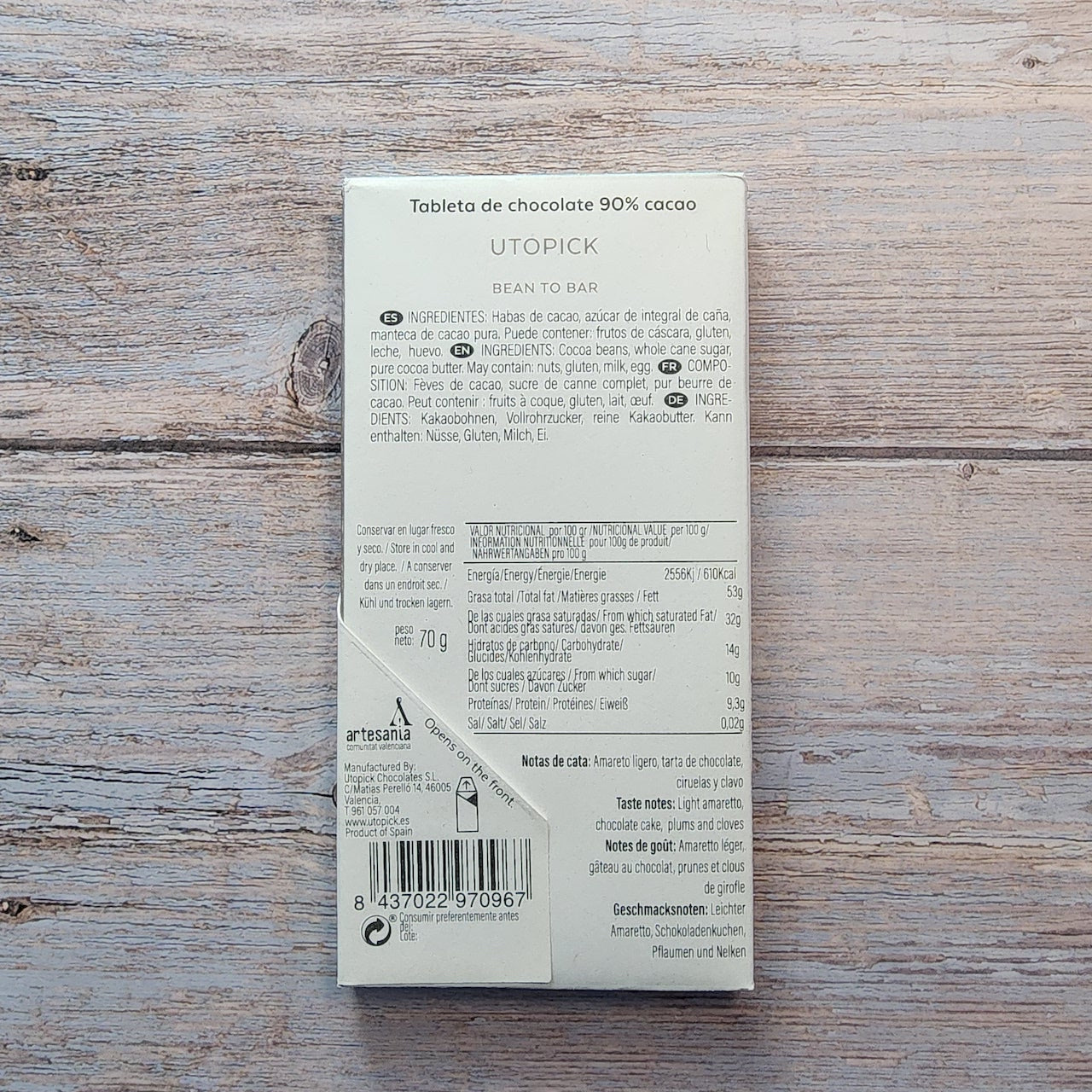 Utopick 90% Paquibato Phillippines Dark Chocolate Bar
