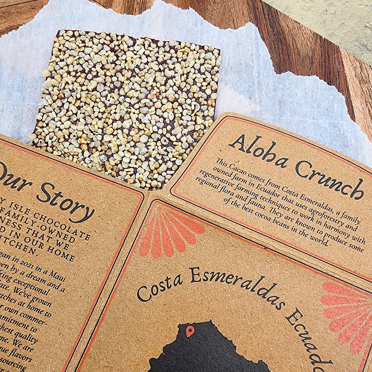 Valley Isle Aloha Crunch Milk Chocolate Bar with Puffed Quinoa