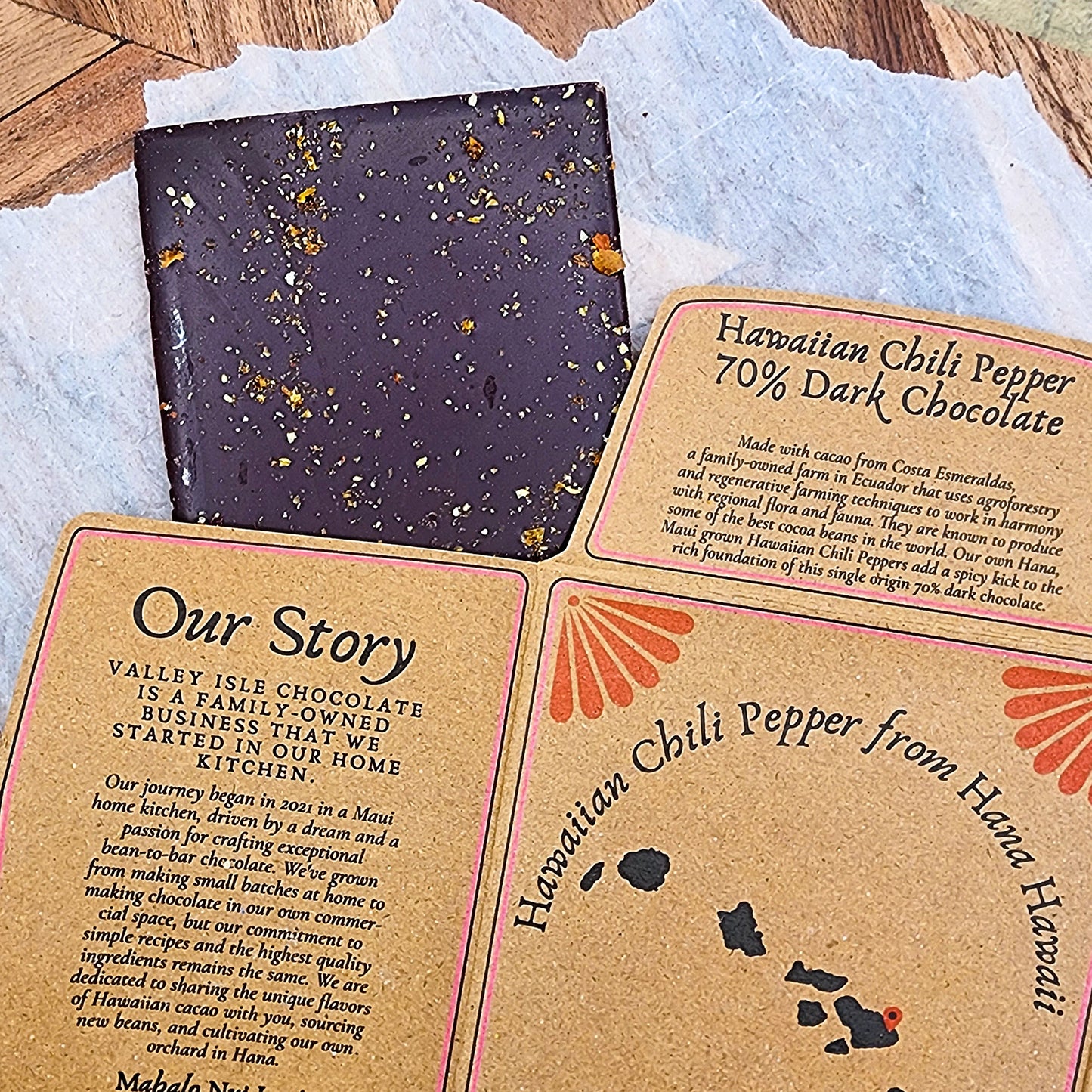 Valley Isle 70% Dark Chocolate Bar with Hawaiian Chili Pepper