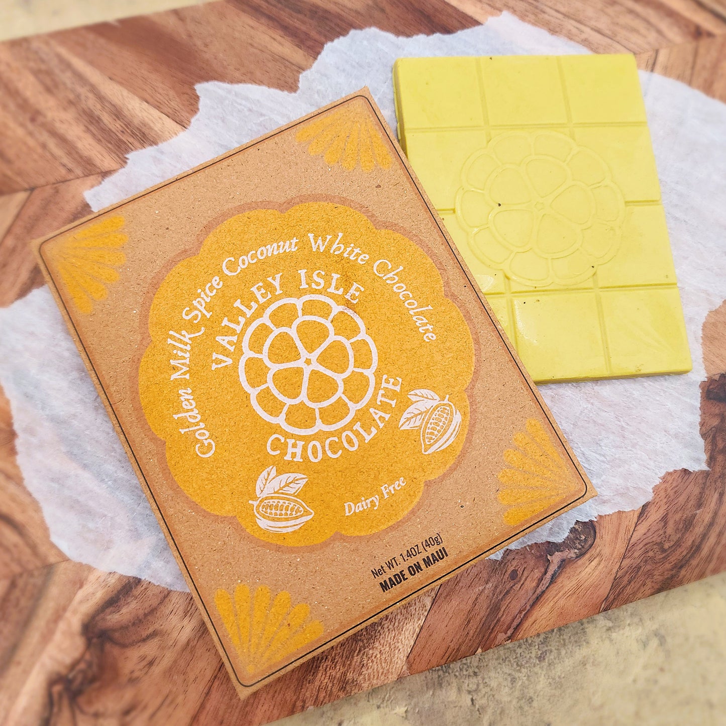 Valley Isle Golden Coconut Milk White Chocolate Bar with Spices