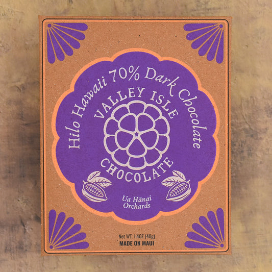Valley Isle Hilo Ua Hanai Orchards 70% Dark Chocolate Bar