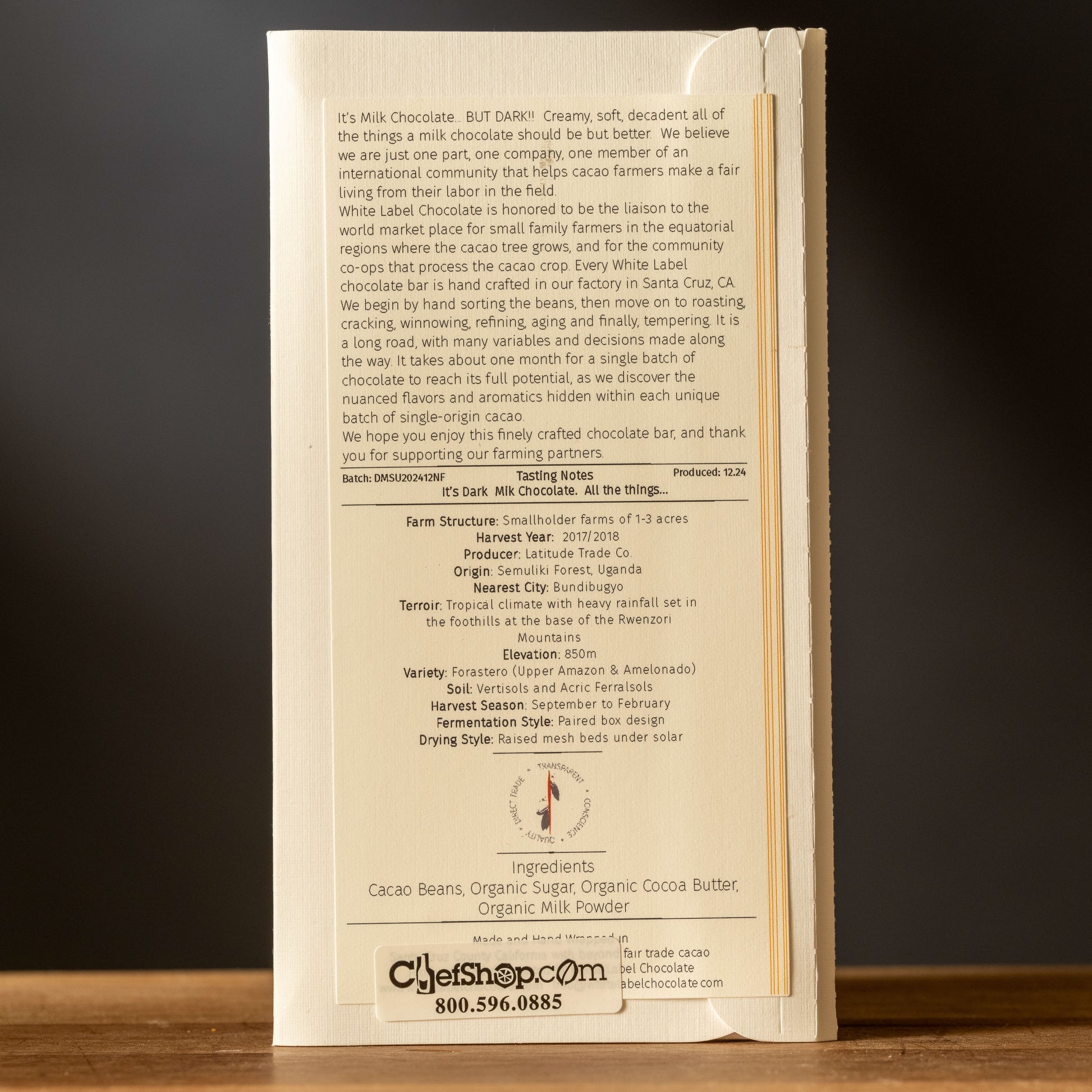 White Label-60% Dark Milk-Chocolate Bar-Ingredients