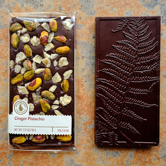 Wildwood Ginger and Pistachio 70-Percent Dark Chocolate Bar