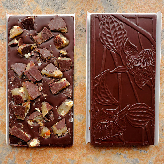 Wildwood Salted Brown Butter Texas Pecan Brittle 70-Percent Dark Chocolate Bar