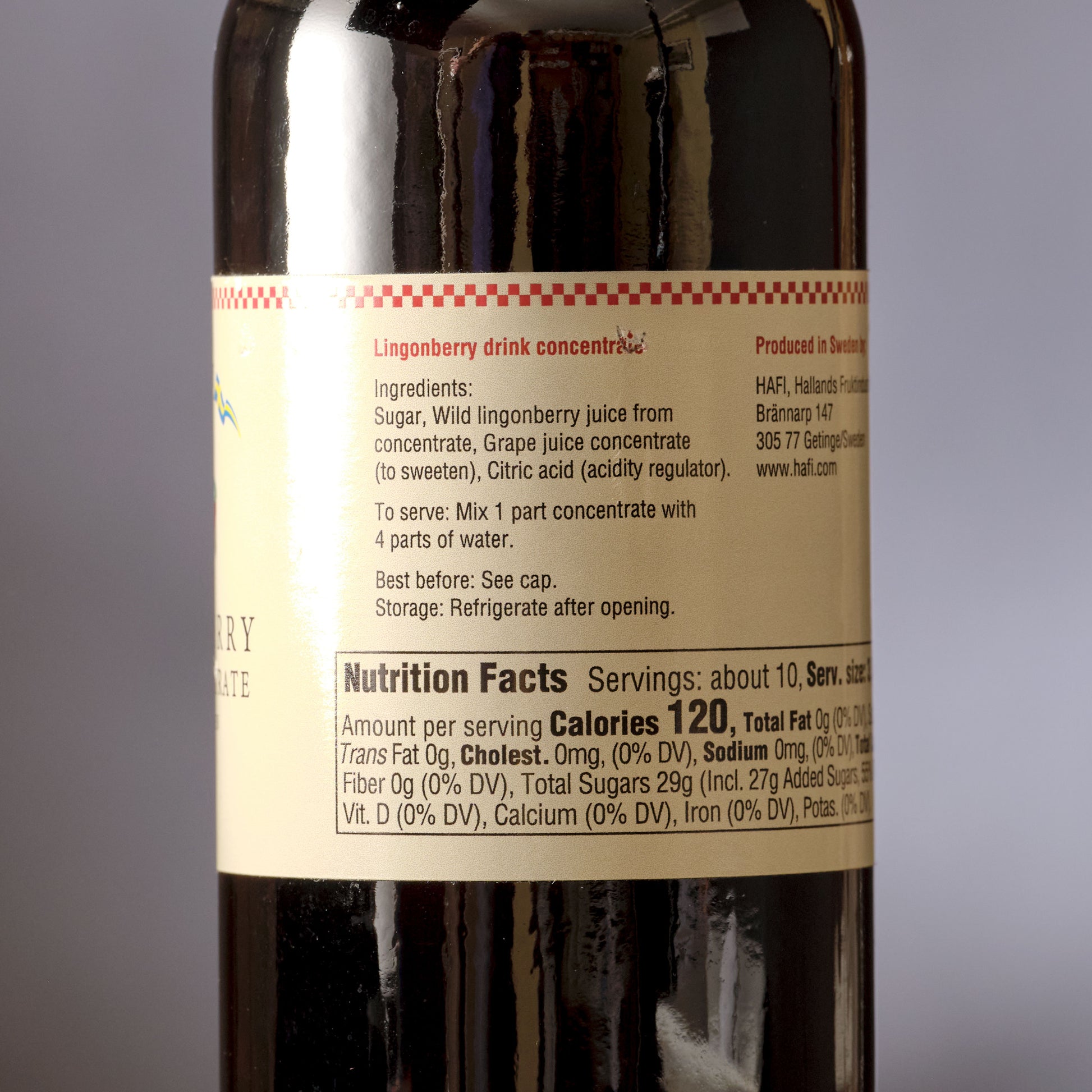 Hafi Lingonberry Drink Concentrate Nutrition