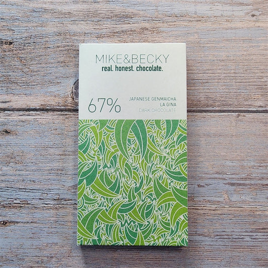 MIKE & BECKY 67-Percent Japanese Genmaicha Dark Chocolate Bar