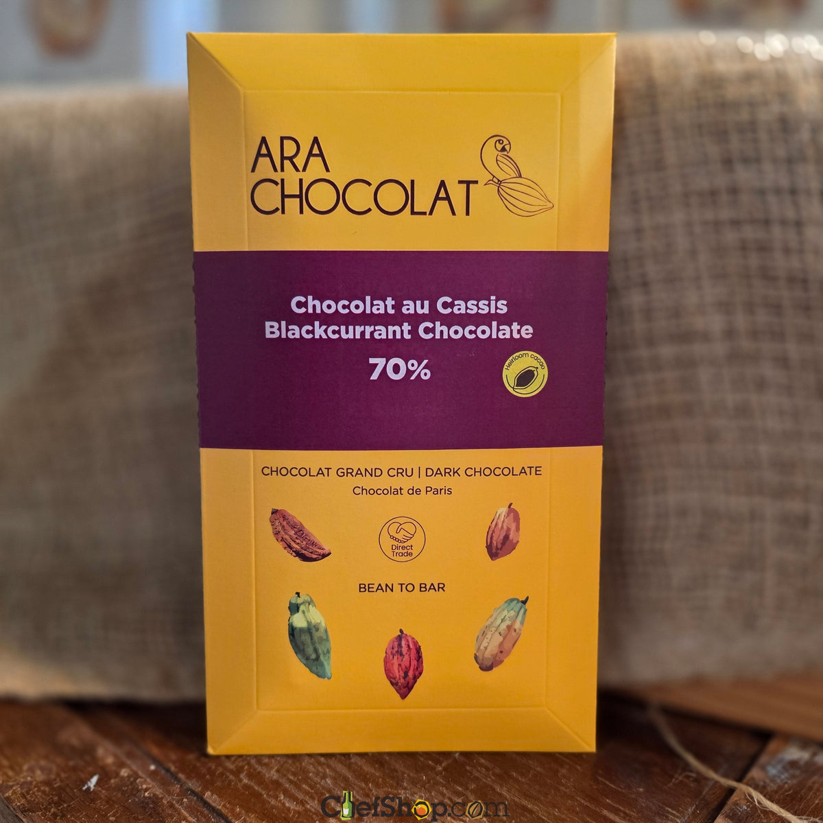Ara Chocolat French Cassis 70% Dark Chocolate Bar