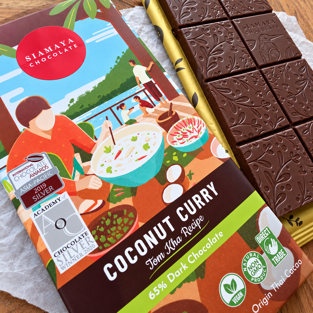 Siamaya Thai Coconut Curry 65% Dark Chocolate Bar
