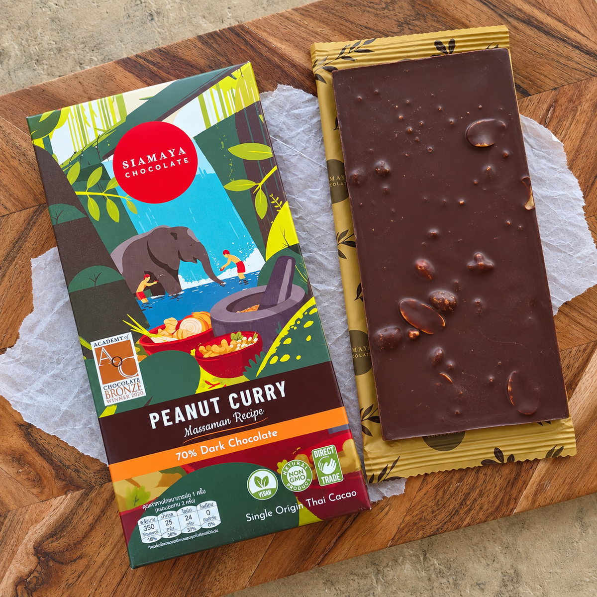 Siamaya Thai Peanut Curry 70% Dark Chocolate Bar
