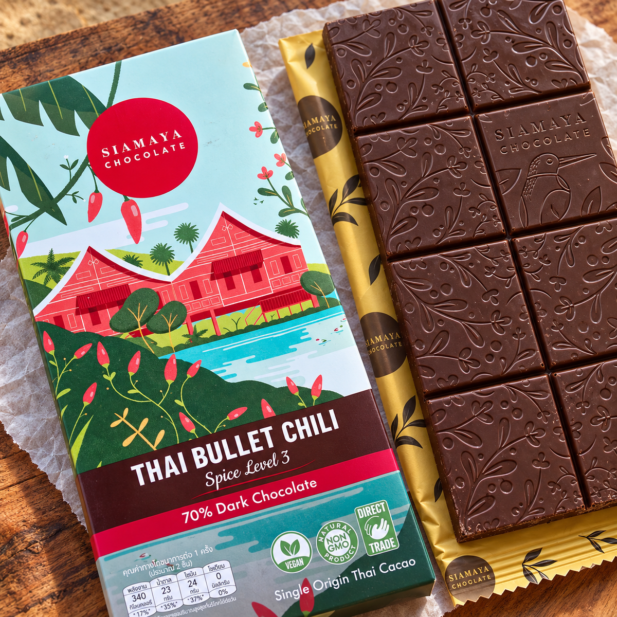 Siamaya Thai Bullet Chili 70% Dark Chocolate Bar