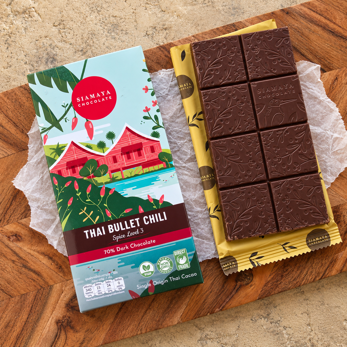 Siamaya Thai Bullet Chili 70% Dark Chocolate Bar